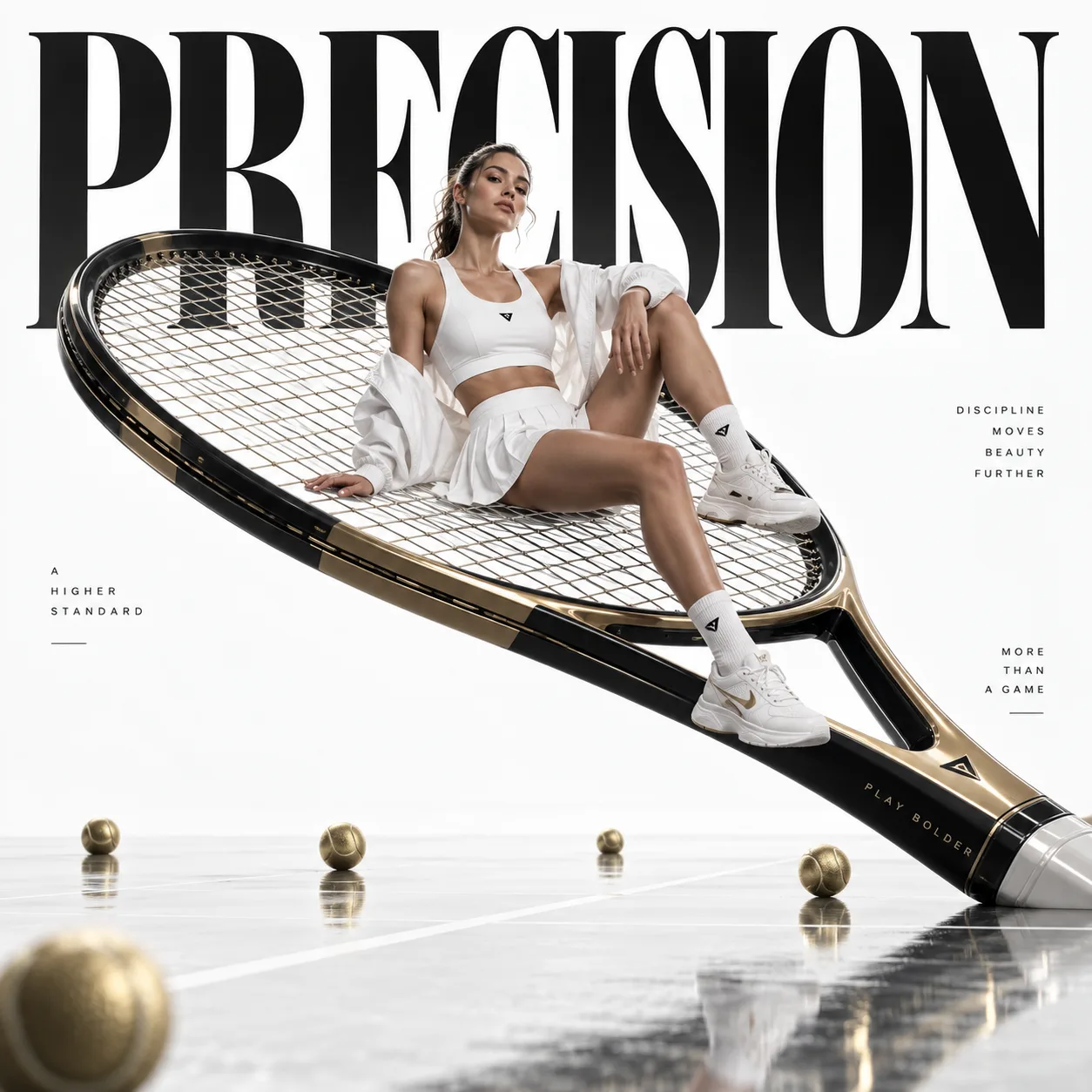 Generated preview for Avant-Garde Tennis Racket Sculpture Sports Fashion Ad
