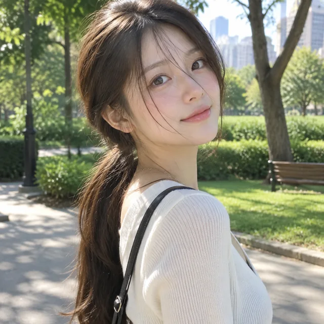 Candid Portrait in Urban Park — ImgKick output · Low