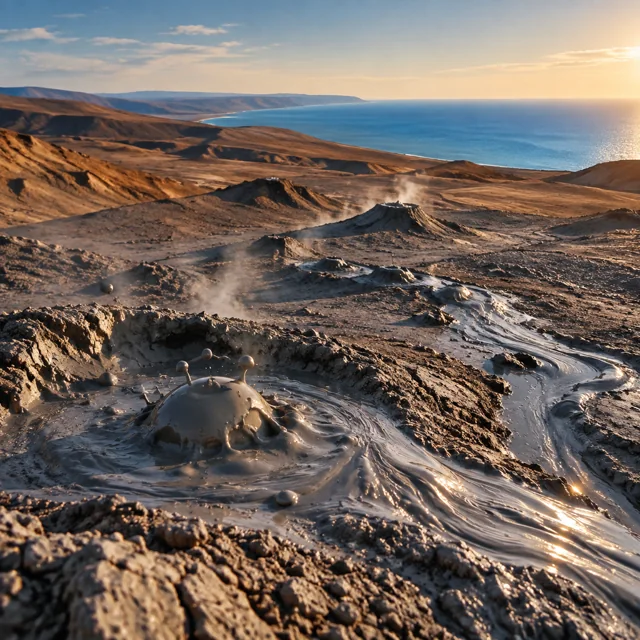 Landscape Where Fire Leaks from the Earth