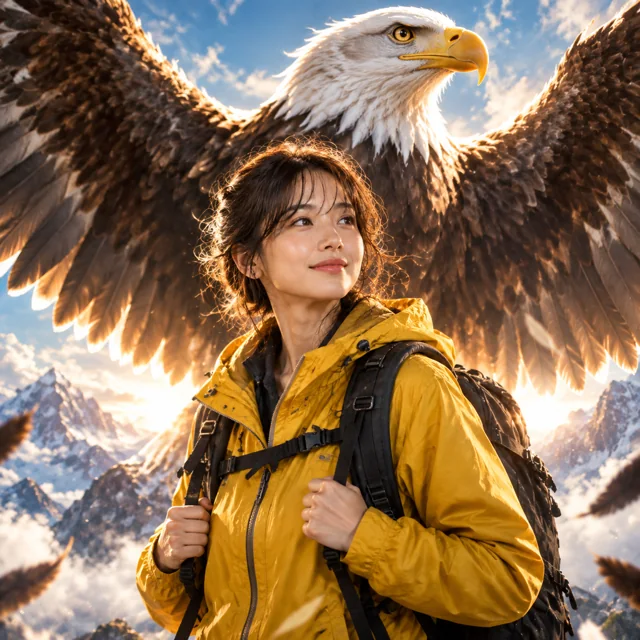 Fantasy Scene with Eagle and Reference — ImgKick output · Low