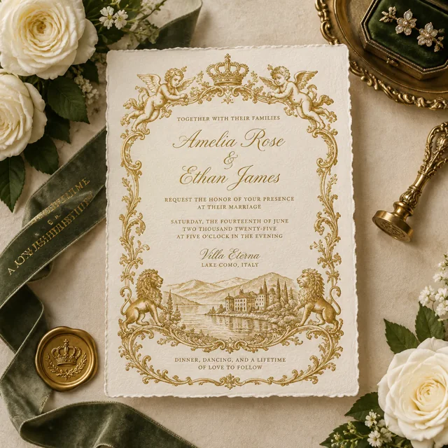 Elegant Lake Como Wedding Invitation — ImgKick output · Low