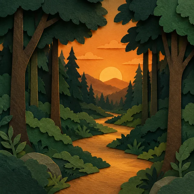 Paper forest illustration example